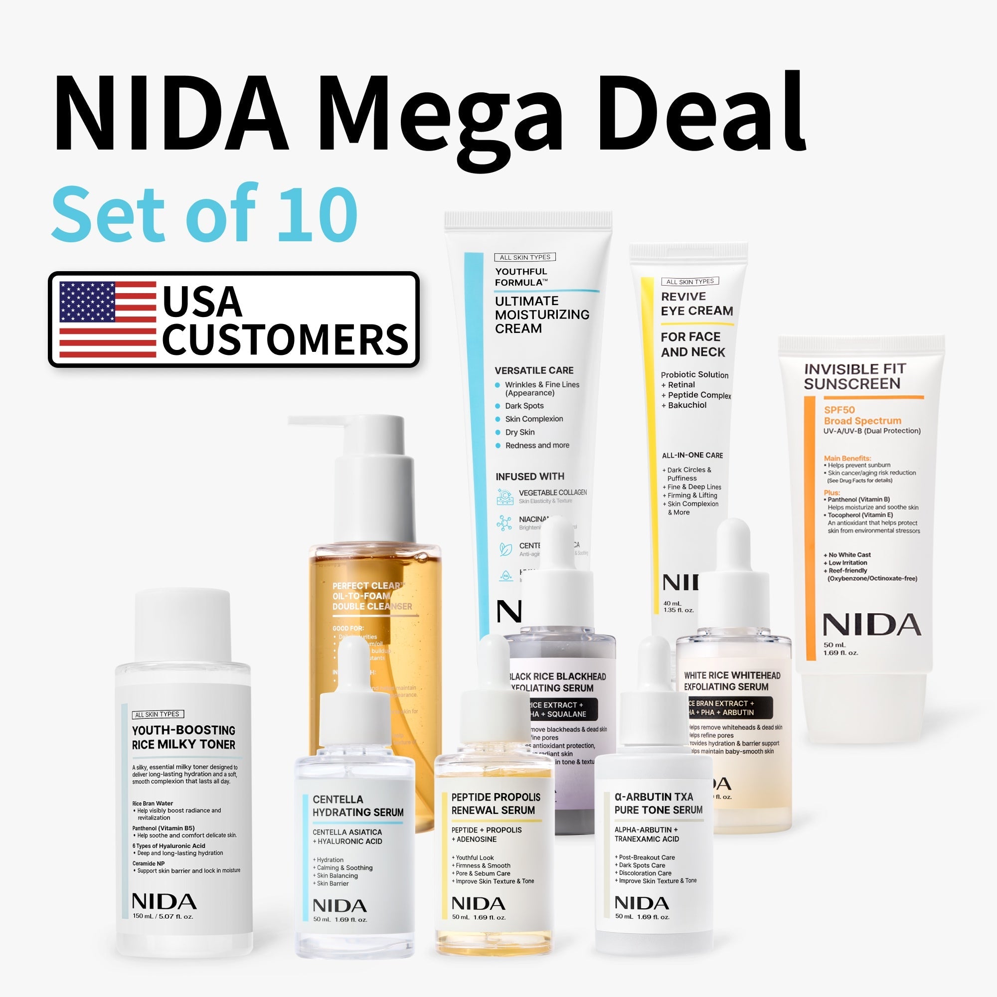NIDA Mega Deal Skincare Set of 10 (US)