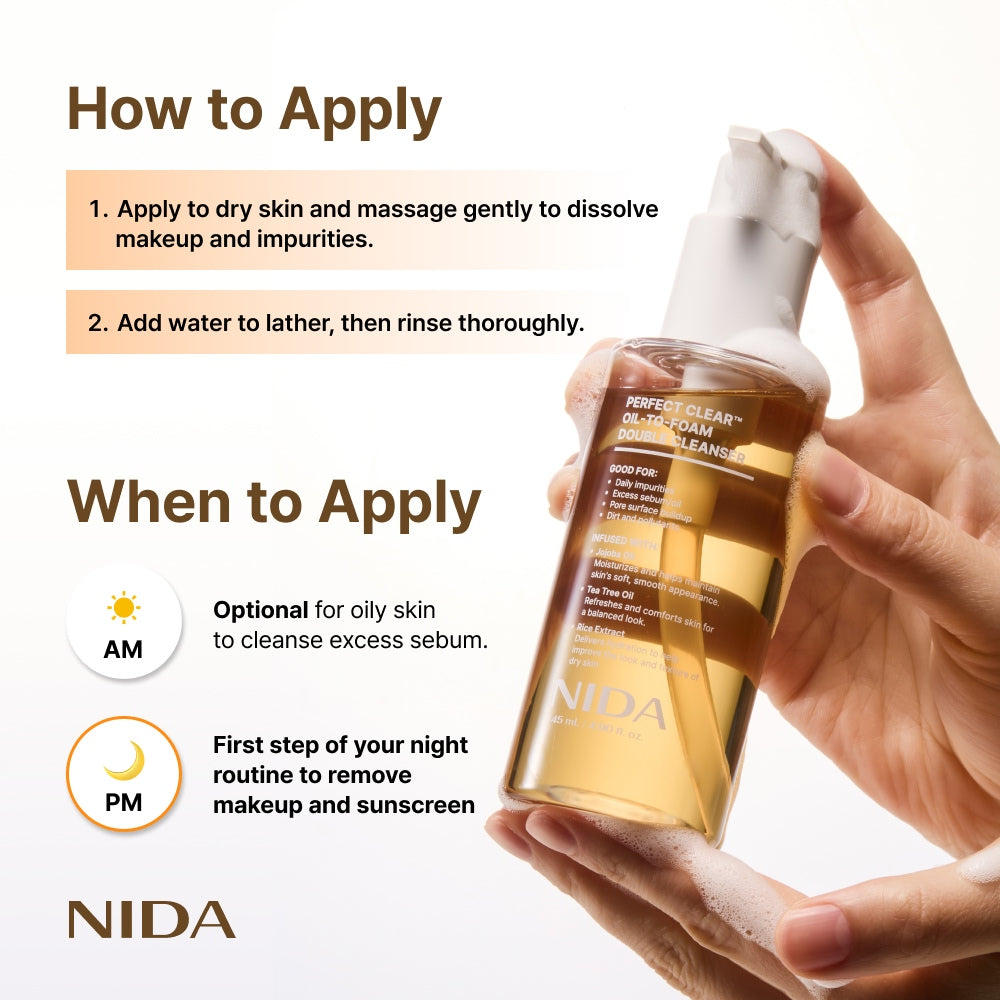 NIDA Perfect Clear™ Oil-to-Foam Double Cleanser